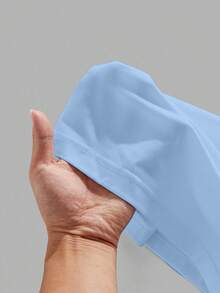 Looney Tunes X Manfinity Manfinity Joysei Men's Casual Everyday Commute Funny Cartoon & Letter Print Loose T-Shirt, Summer Baby Blue T Shirt - Blue - View 4