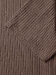 Manfinity Homme 男式纯色立领短袖修身罗纹休闲T恤 - 咖啡棕 - 查看 7