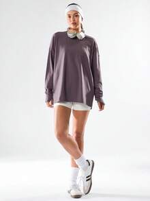 GLOWMODE 比马棉臀长开衩后背灯笼袖罗纹袖口胸前有口袋上衣日常休闲秋冬