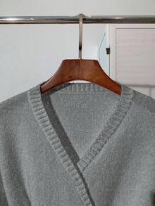 Franclia Nuevo cárdigan blanco elegante y versátil de alta calidad para mujer, apto para otoño/invierno - Gris - Ver 5