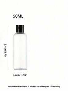 1/3/5 件旅行瓶带翻盖空透明分配器容器适用于旅行装化妆品旅行必需品、便携式配件储存 - 黑色 - 查看 27