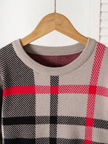 SHEIN Vacaura Tween Boy Plaid Round Neck Long Sleeve Casual Loose Knit Sweater, Autumn/Winter Long Sleeve Autumn Boys Knitwear For Kids Striped Knit Top Kids Toddler Boy Sweater Kids Jumper Kids Cardigan Sweater 8 Years Old Boy Knitwear Sweaters For Teen Boys Knit Sweater Sweater For Tweens Sweaters For Teen Boys Boys' Plaid Knitted Sweater 
Boys' Colorblock Knitted Sweater Boys Plaid Sweater Long Sleeve Boys Sweater Boys Plaid Knitwear Boys Long Sleeve Knitwear For Autumn Boys Plaid Sweaters For Boys Long Sleeve Boys Autumn Knitwear For Boys Plaid Long Sleeve For Boys Autumn Boys Long Sleeve Long Sleeve Boy Sweater Long Sleeve For Autumn Boys - Khaki - View 4