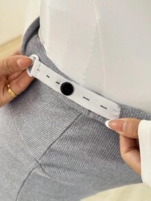 SHEIN 孕妇纯色可调节腰部休闲喇叭紧身裤