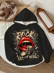Slaydiva Going Out Tops For Women/Fall Clothes For Women/Winter Clothes For Women/Y2k Clothes/Streetwear/Back To School/Casual Street/Fit For Hip Hop/Women's Casual Street Print Hoodie Sweatshirt/Fit For Hip Hop/Grunge/Rock And Roll Graphic