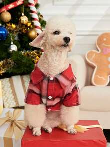 PETSIN 圣诞红白格子宠物衬衫