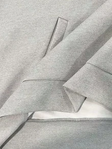 INAWLY 女式华夫格针织刺绣字母连帽套头衫秋季 - 灰色 - 查看 7