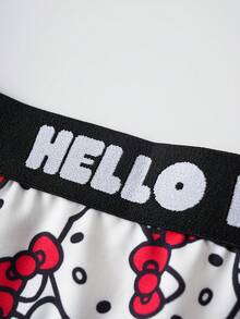 HELLO KITTY AND FRIENDS | SHEIN 1件装女士红色可爱卡通猫咪印花性感丁字裤，柔软舒适，可爱甜美 - 紅白色 - 查看 5