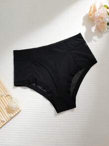 1 件女士加大码简约网眼拼接内裤 - 黑色 - 查看 6