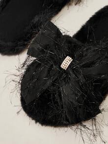 Cuccoo 女士家居拖鞋，简约时尚休闲日常穿着，适合圣诞节和新年假期氛围秋冬季 - 黑色 - 查看 3