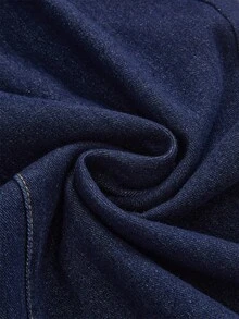 ROMWE Y2K Aesthetic Patchwork Frill Trim Dual-Waistband Women Super Low Waist Jeans - Blue - View 4