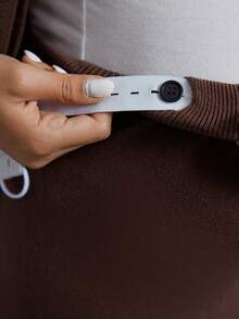 Momance 女士宽松针织套装，纯色上衣，前系带设计，秋冬开衫毛衣外套，纯色毛衣和裤子，孕妇毛衣套装 - 棕色 - 查看 6