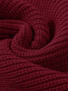 SHEIN Áo len cổ tròn tay dài họa tiết tối giản, rộng rãi, thoải mái dành cho bé gái tuổi teen, màu đỏ tía - Màu Đỏ Sâu - Xem 10