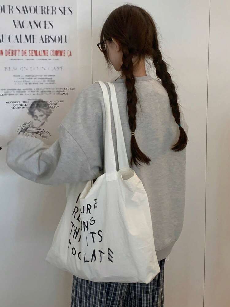 Women's Korean Style Casual Letter Print Hooded Long Sleeve Sweatshirt, Autumn/Winter