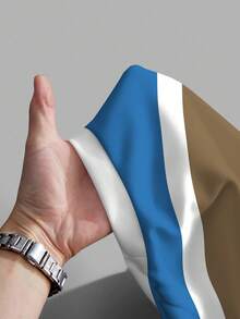 Manfinity Joysei 男士标语条纹印花圆领长袖休闲套头卫衣，秋季款 - 彩色 - 查看 6