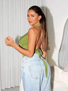 Sirith Body sin espalda de unicolor informal para mujer - Verde militar - Ver 2