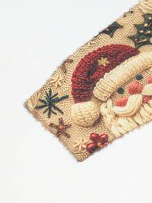 EMERY ROSE Women's Christmas Knitted Sweater With 3D Santa Print - Plus Size Holiday Santa Top For Everyday Wear