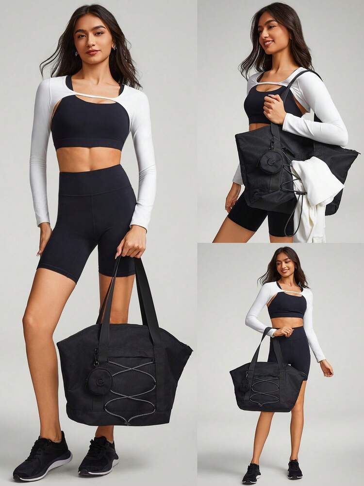 24L Sac fourre-tout en nylon pour ordinateur portable avec bandes réfléchissantes et réglable, avec poche intégrée pour bouteille d'eau, pour les voyages et l'usage quotidien