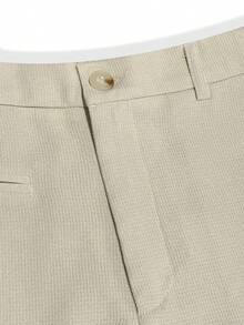 Manfinity Mode 男士商务休闲纯色锥形正装裤，经典米色，时尚百搭，彰显稳重端庄的商务气质。适合日常通勤、商务、聚会和宴会。这款裤子是男士衣橱中不可或缺的百搭单品，也是送给男朋友或老公的绝佳礼物。 - 米色 - 查看 4