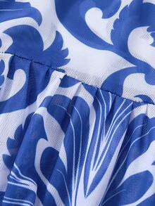 Swim Oasis Bộ đồ bơi Tankini hai mảnh họa tiết in cao cấp dành cho nữ cỡ lớn, thường ngày ở bãi biển - Màu xanh lam - Xem 4