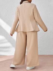 EMERY ROSE Conjunto de dos piezas de blazer con cuello entallado y pantalones sueltos para mujer, talla grande, otoño/invierno