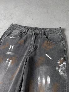 Manfinity Denimwave Men's Contrast Graphic Print Pocket Loose Fit Jeans - Grey - View 6