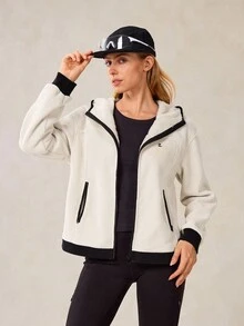 OutZeal Damska kurtka polarowa termiczna z kieszenią i zamkiem błyskawicznym, na zimę, jesień, wędrówki, kemping