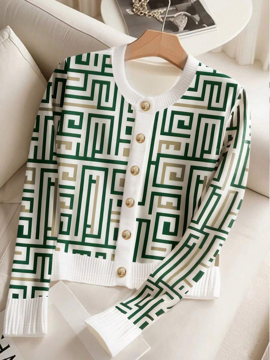 GlowEve 时尚优雅女士针织长袖T恤 - 綠色 - 查看 1