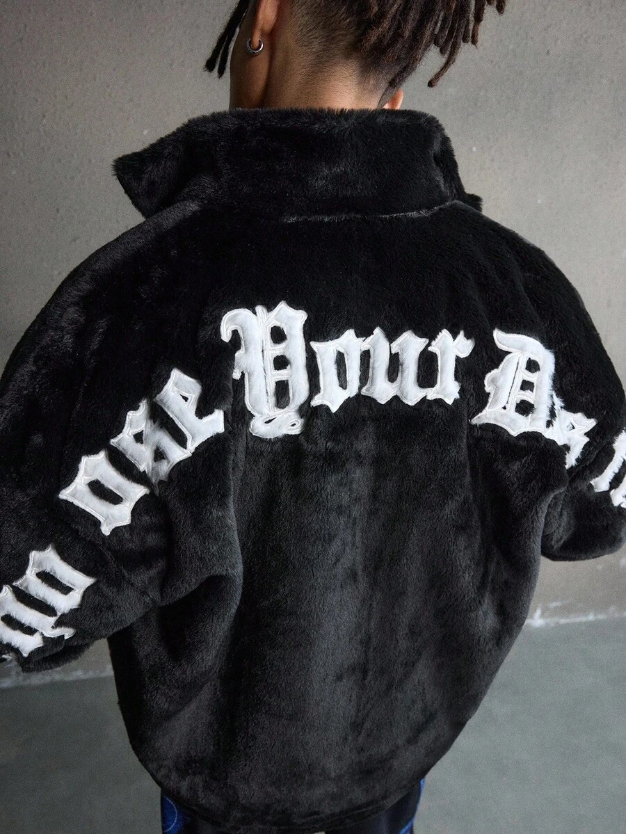 AXEPEAK Giacca casual da uomo con ricamo a lettera, autunno/inverno