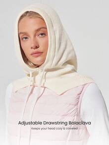 GLOWMODE Keep It Cozy 30% Wool Soft Warm Chill Ribbed Drawstrings Woven Balaclava Autumn Winter Daily Casual Wear - White - View 4