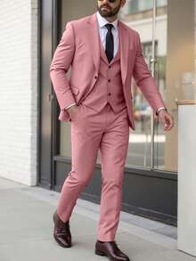 Manfinity Mode 大码男士纯色渐变色翻领长袖西装外套和裤子商务旅行两件套