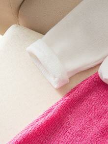 Conjunto de cardigan de manga larga y falda de punto con diseño de cerezas lindas para niñas, color magenta