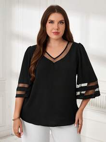 EMERY ROSE Top de malla unicolor - Negro - Ver 3