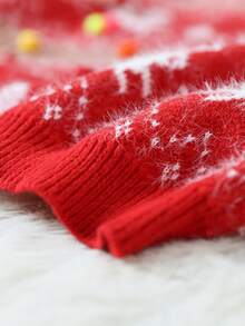 GENKIRA Cute 3D Christmas Decor Oversized Pullover Sweater, Slouchy, Suitable For New Year - Multicolor - View 6
