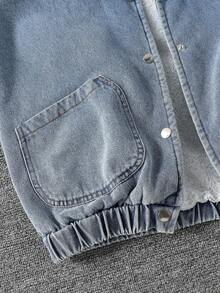 Tween Boys' Casual Versatile Thick Fleece Lined Lapel Open Front Loose Fit Long Sleeve Denim Jacket, Thick Outerwear Suitable For Outdoor, Dining, Vacation, Snowy Weather Autumn Winter Clothes For Women