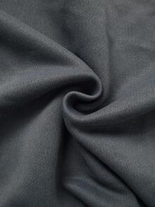 SHEIN EZwear 大码标语及人物图案落肩拉链卫衣，爱的使者，秋冬季 - 深灰色 - 查看 7