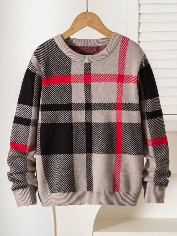 SHEIN Tween Boy Plaid Round Neck Long Sleeve Casual Loose Knit Sweater, Autumn/Winter Long Sleeve Autumn Boys Knitwear For Kids Striped Knit Top Kids Toddler Boy Sweater Kids Jumper Kids Cardigan Sweater 8 Years Old Boy Knitwear Sweaters For Teen Boys Knit Sweater Sweater For Tweens Sweaters For Teen Boys Boys' Plaid Knitted Sweater 
Boys' Colorblock Knitted Sweater Boys Plaid Sweater Long Sleeve Boys Sweater Boys Plaid Knitwear Boys Long Sleeve Knitwear For Autumn Boys Plaid Sweaters For Boys Long Sleeve Boys Autumn Knitwear For Boys Plaid Long Sleeve For Boys Autumn Boys Long Sleeve Long Sleeve Boy Sweater Long Sleeve For Autumn Boys