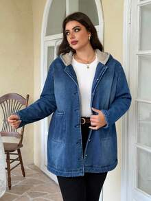 Flexra Plus Size Women Casual Long Padded Jacket, Winter Women's Winter Jacket - Medium Wash - View 3