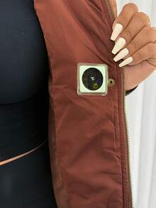 Enliva Obviously_ebony Plus Size Women Loose Fit Vest Jacket, Warm Autumn/Winter Vest Jacket With Pockets, Padded Vest, For Apple Rounded Body Shape - Rust Brown - View 10