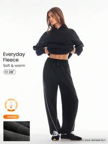 GLOWMODE 日常羊毛舒适保暖撞色拼接可调节抽绳腰侧口袋裤日常休闲秋冬 - 黑色 - 查看 1