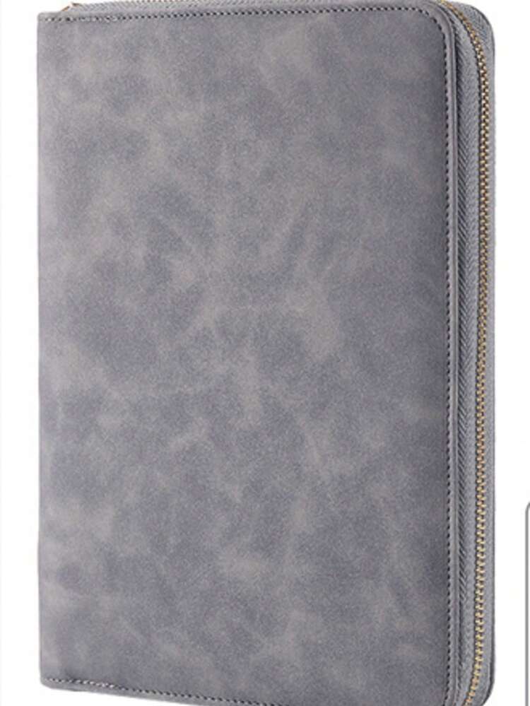 SHEIN Caderno com Zíper Comercial Bloco de Anotações Solto A5, Suprimentos Escolares, Bloco de Notas de Escritório, Livro de Registro de Reuniões Multifuncional de Couro Sintético com Slots para Cartões e Suporte para Telefone - Folha solta A5 - Visão 18