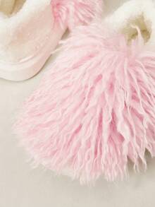 Cuccoo Hui Zi Fashion Simple Style Women's Indoor Slippers, Korean Version Thick Sole Lightweight Non-Slip Warm Plush Home Slippers - Pink - View 3