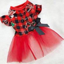 PETSIN Christmas Pet Dress With Mesh Fabric, Bow Tie And Red Black Plaid Pattern - Multicolor - View 13