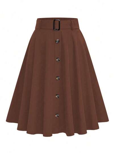 EMERY ROSE Falda decorativa con botones de uso diario para mujer