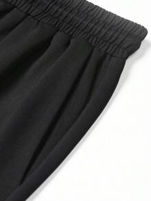 Claim Dot Men's Black Casual Polo Collar Long Sleeve Pocket Sweatshirt And Pants Set, Fall Clothes - Black - View 3