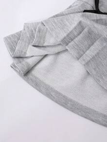 Sparklyn 2 件套女童休闲学院风二合一衬衫领英式印花长袖运动衫和裙子套装，适合秋冬季，上学或旅行时穿 - 灰色 - 查看 8