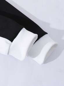 2pcs/Set Teenage Girls' Sporty Casual Outfit, Colorblock Crew Neck Long Sleeve Letter Print Sweatshirt And Wide Leg Pants