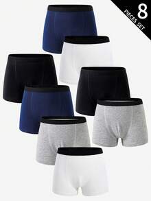 8 piezas/paquete Calzoncillos de algodón cómodos y multicolor para niños - Multicolor - Ver 3