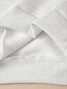 SHEIN 女士连帽拉链卫衣，休闲字母图案外套，适合教师、返校、毕业、日常穿着、冬季外套，时尚设计，女士连帽长袖卫衣 - 灰色 - 查看 4