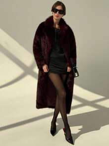 Aloruh Áo khoác mùa đông dài tay cổ bẻ màu trơn cho nữ, chất liệu giả lông thú, thích hợp cho mùa thu đông, mọi mùa thu cho nữ, áo khoác nữ mùa thu, áo khoác nữ mùa đông thanh lịch, áo khoác mùa đông cho nữ, áo khoác mùa đông cho nữ, áo khoác mùa đông màu tím dài cho nữ, thích hợp cho mọi dịp, tiệc tùng và ăn tối. - Màu Đỏ Sâu - Xem 6