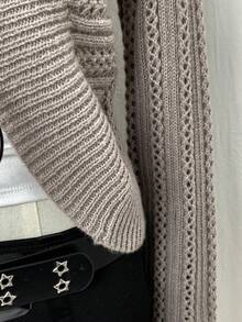 SHEIN Unity Jeanoir Y2k Thin Knitted Cardigan, Strappy Ladies Sweater - Camel - View 4